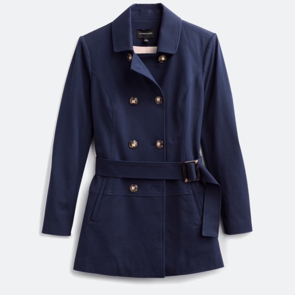 41 Hawthorne Crue Belted Trench navy